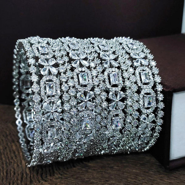 Kavita Art Silver Plated American Diamonds Bangles Set