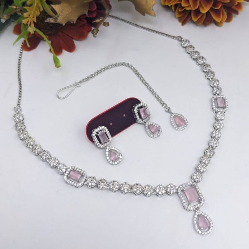 Kavita Art Silver Plated American Diamond Necklace Set