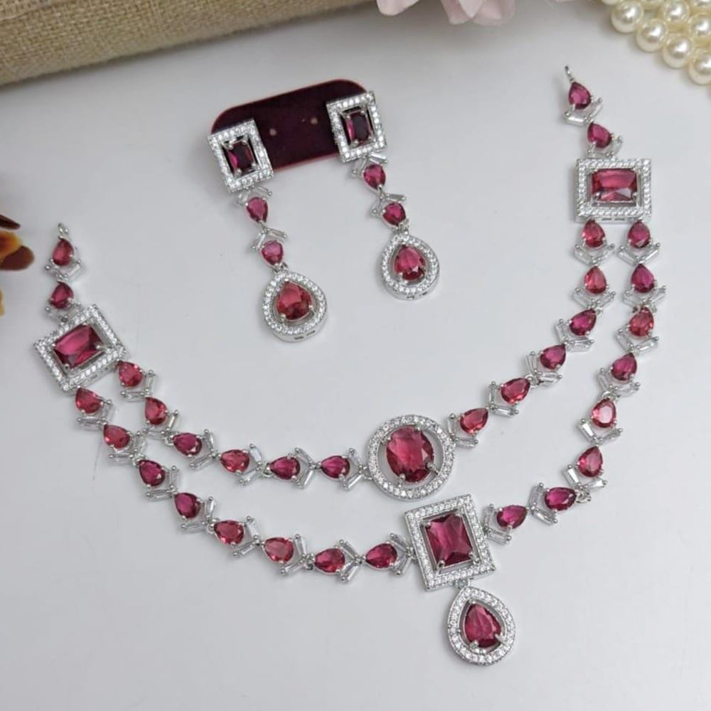Kavita Art Silver Plated American Diamond Necklace Set