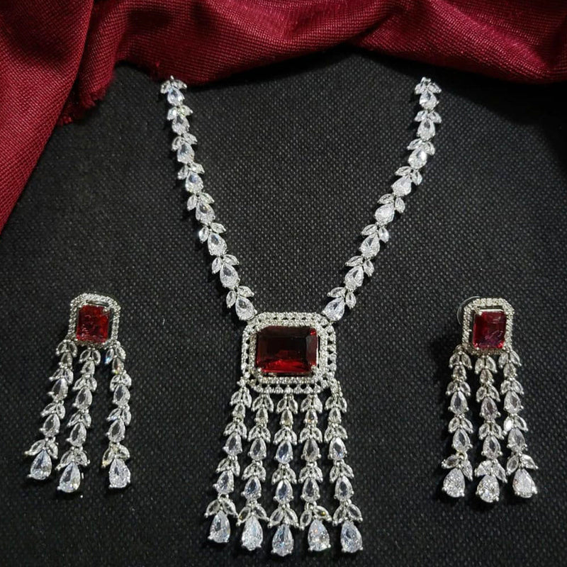 Kavita Art Silver Plated American Diamond Necklace Set