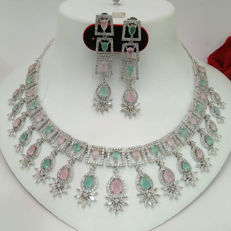 Kavita Art Silver Plated American Diamond Necklace Set