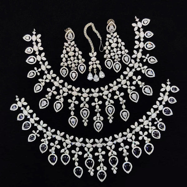 Kavita Art Silver Plated American Diamond Necklace Set