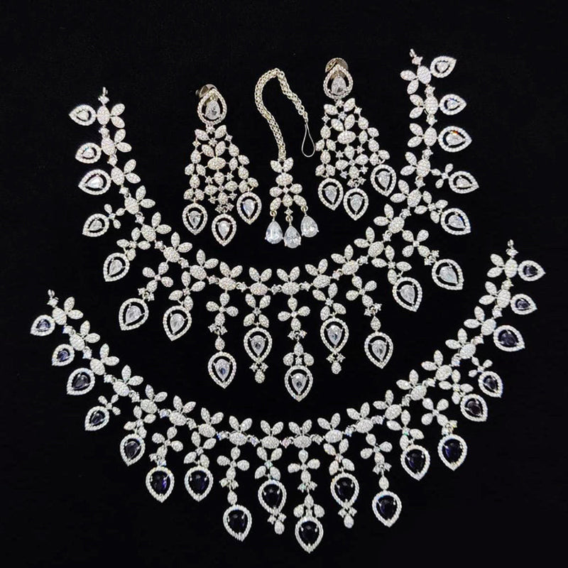 Kavita Art Silver Plated American Diamond Necklace Set