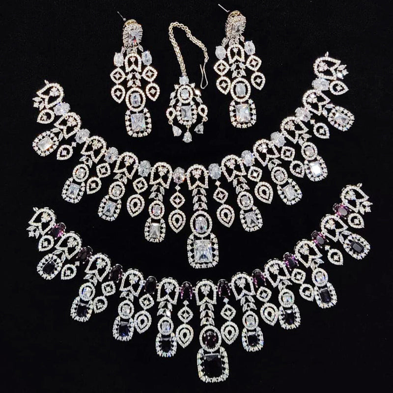 Kavita Art Silver Plated American Diamond Necklace Set