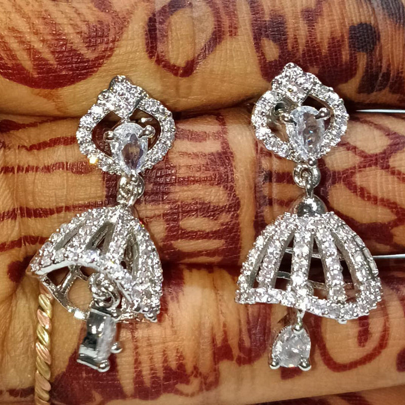 Kavita Art Silver Plated American Diamond Jhumki