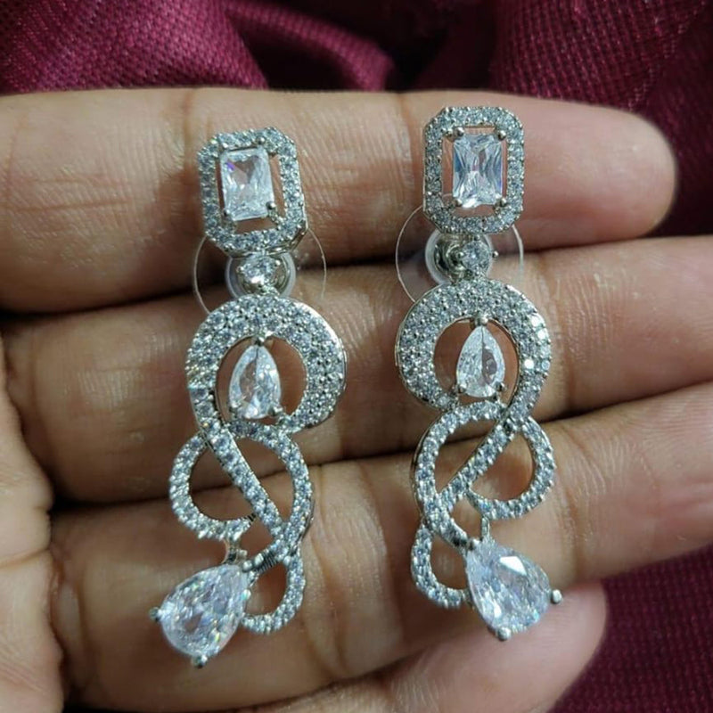 Kavita Art Silver Plated American Diamonds Dangler Earrings