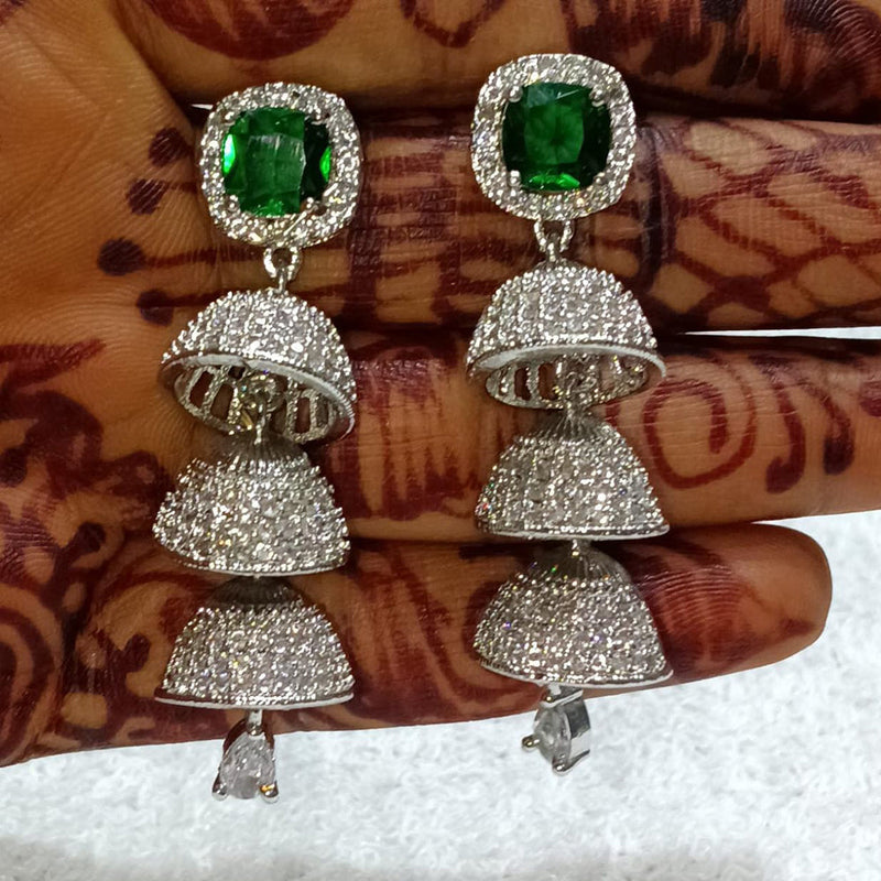 Kavita Art Silver Plated American Diamond Jhumki