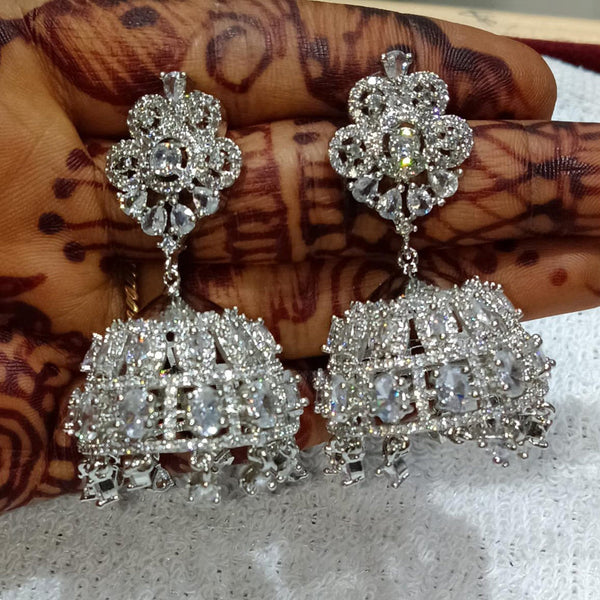 Kavita Art Silver Plated American Diamond Jhumki