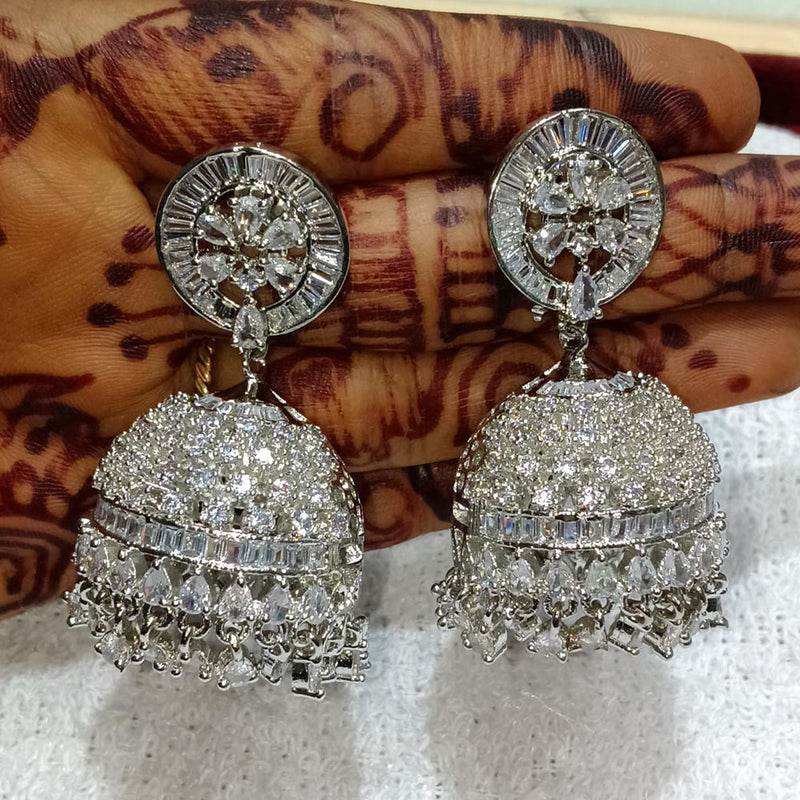 Kavita Art Silver Plated American Diamond Jhumki