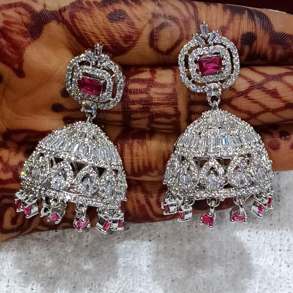 Kavita Art Silver Plated American Diamond Jhumki