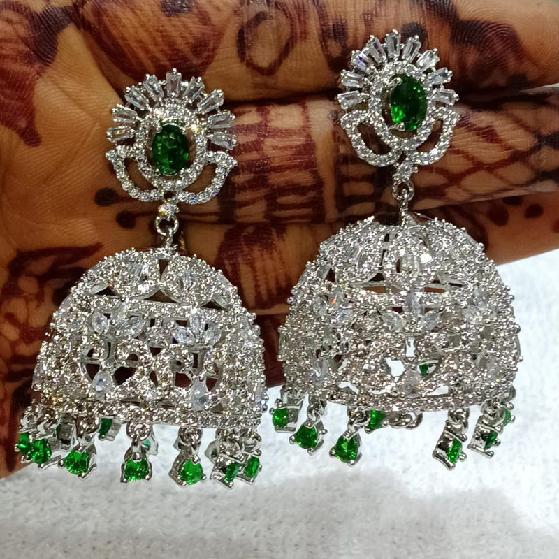 Kavita Art Silver Plated American Diamond Jhumki