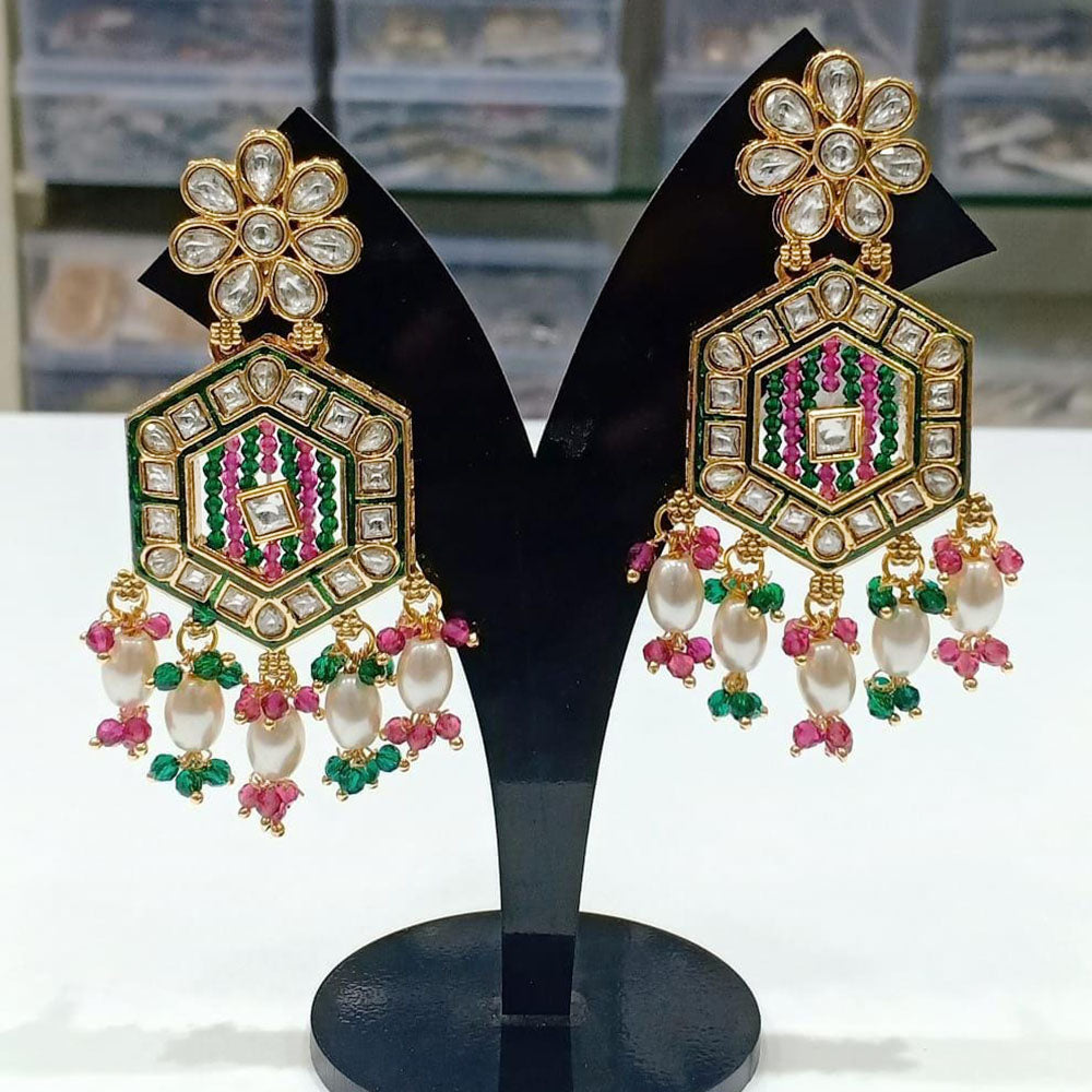 Kavita Art Gold Plated Kundan Stone And Pearls Dangler Earrings