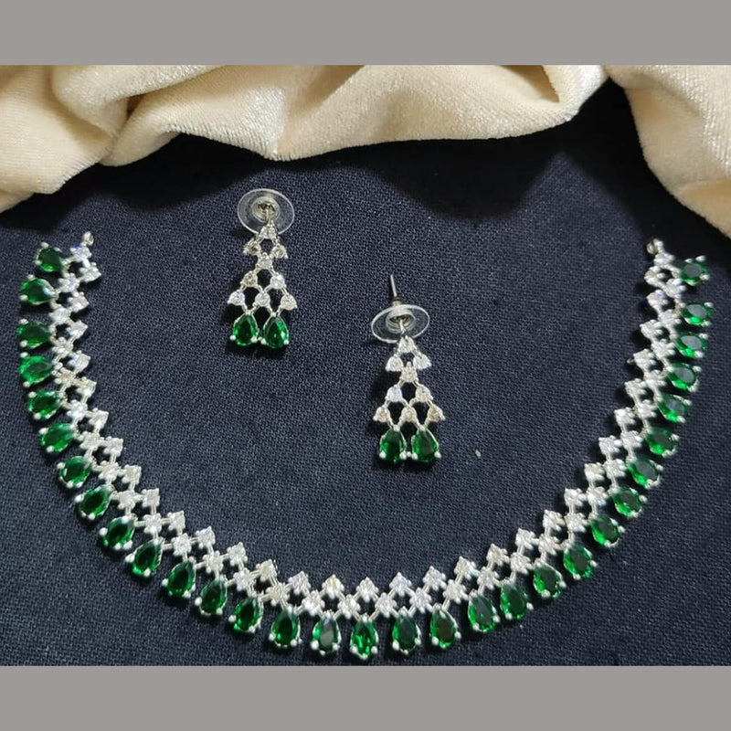 Kavita Art Silver Plated AD Necklace Set