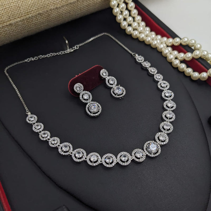 Kavita Art Silver Plated American Diamond Necklace Set