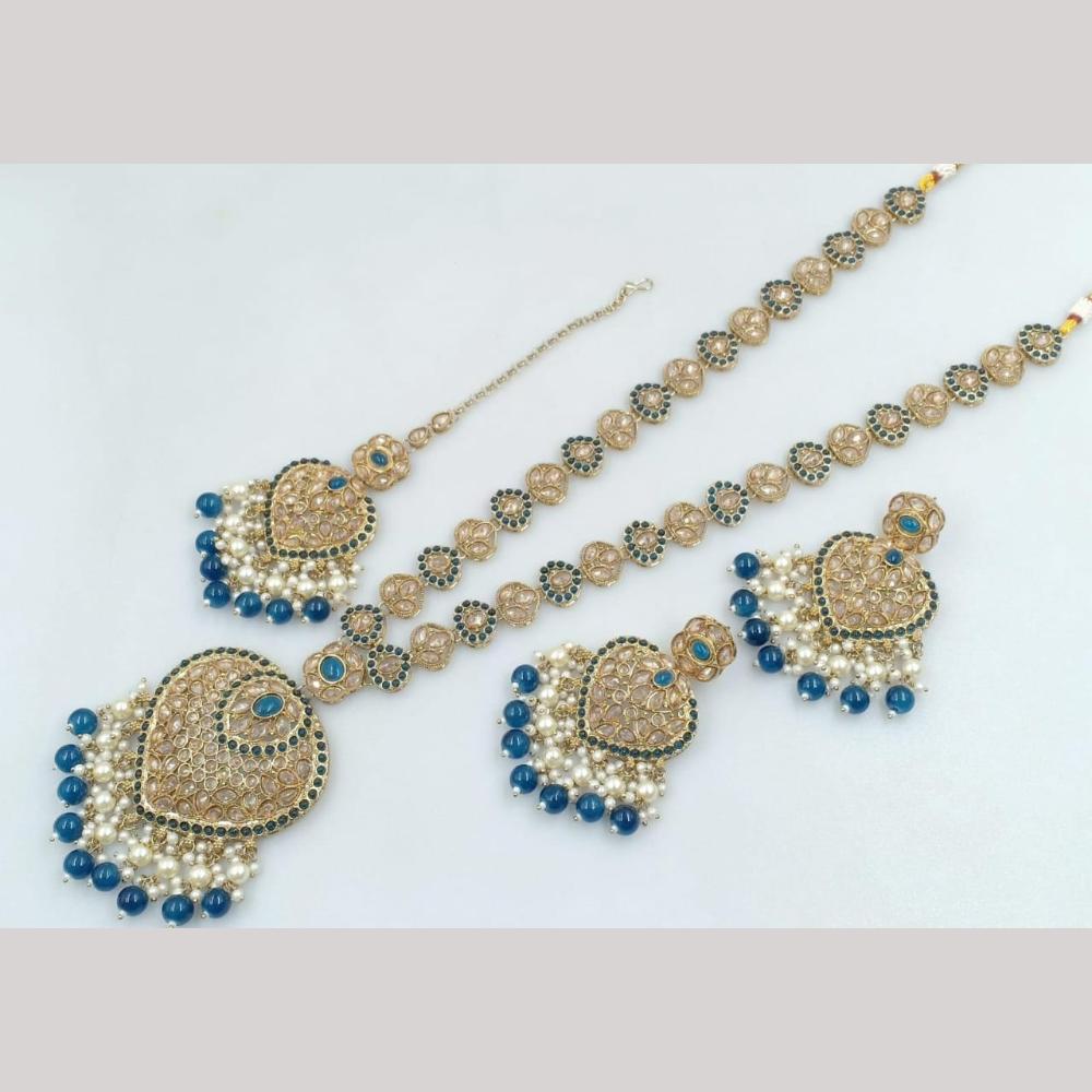 Kavita Art Gold Plated Crystal Stone Pearl And Beads Necklace Set