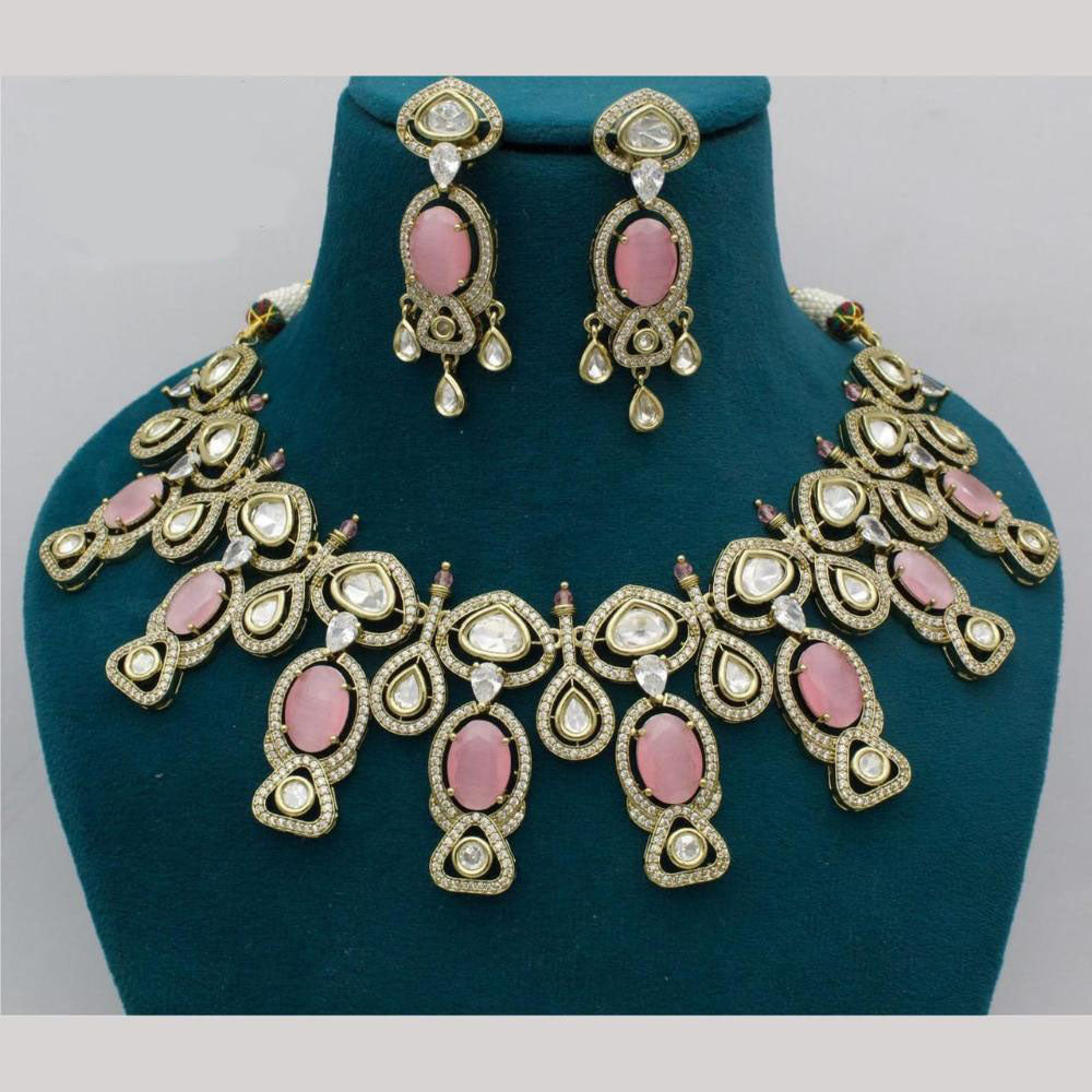 Kavita Art Gold Plated Kundan  And Crystal Stone Necklace Set