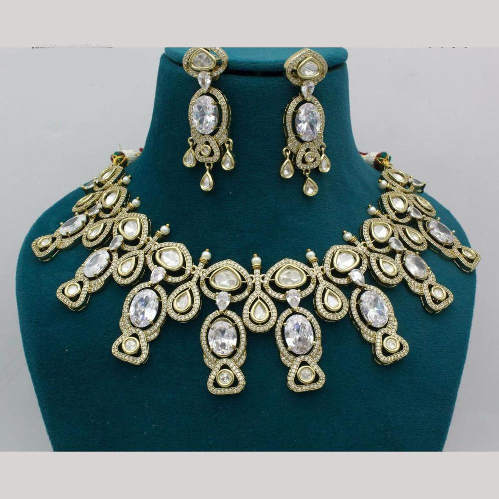 Kavita Art Gold Plated Kundan  And Crystal Stone Necklace Set