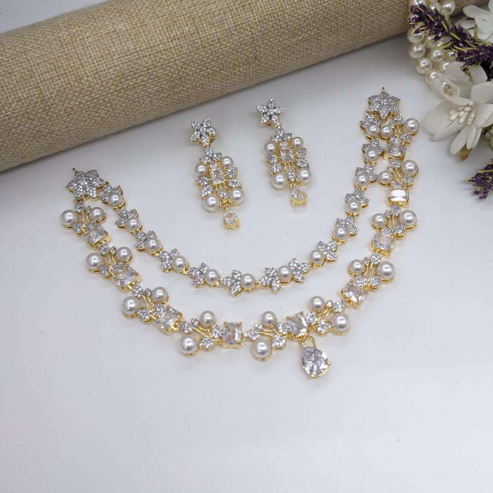 Kavita Art Gold Plated AD And Beads Necklace Set