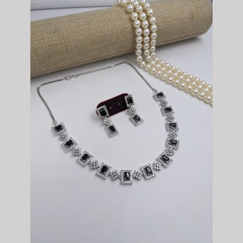 Kavita Art Silver Plated AD And Beads Necklace Set