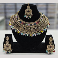 Kavita Art Gold Plated Crystal Stone And Beads Necklace Set
