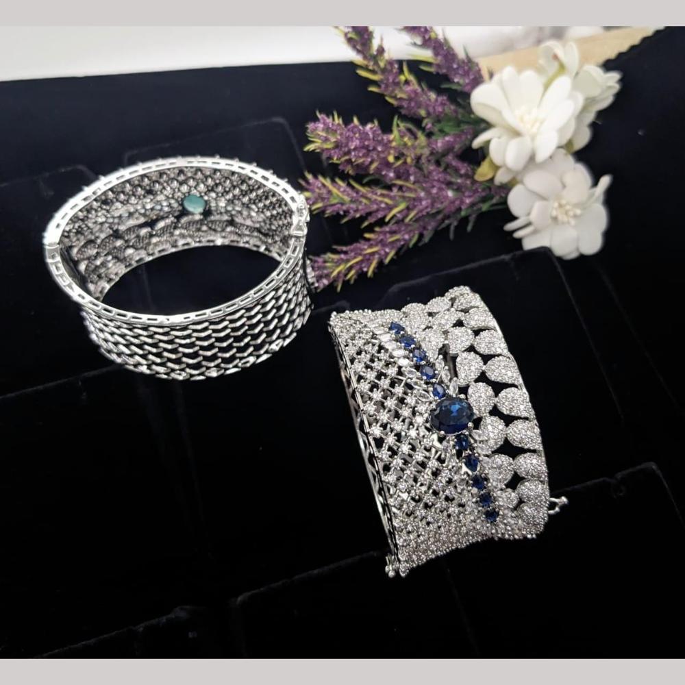 Kavita Art Silver Plated AD Openable Bracelet