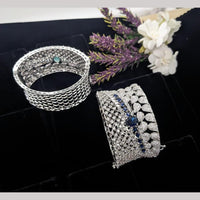Kavita Art Silver Plated AD Openable Bracelet