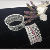 Kavita Art Silver Plated AD Openable Bracelet