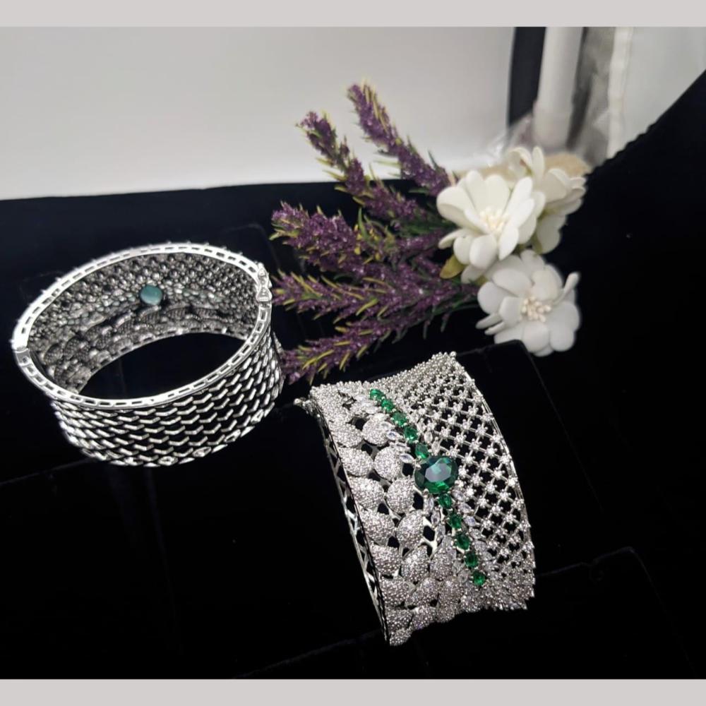 Kavita Art Silver Plated AD Openable Bracelet
