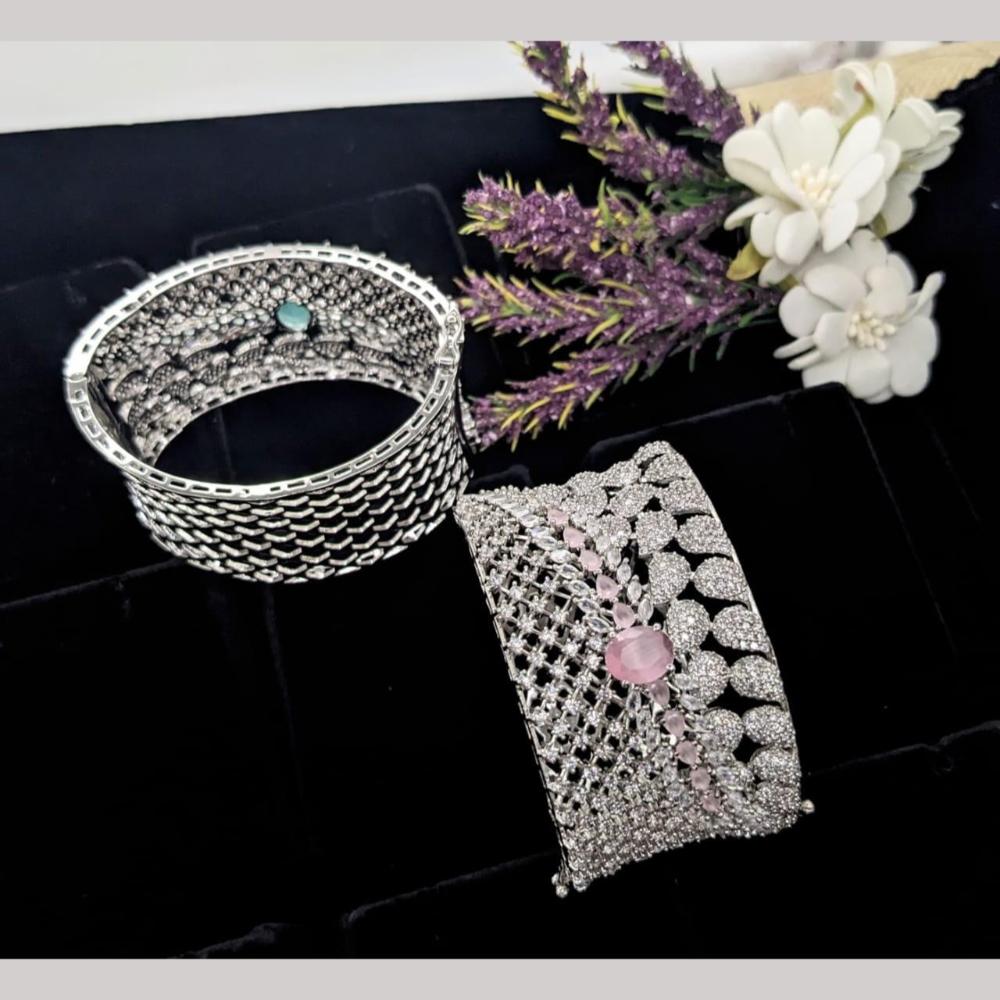 Kavita Art Silver Plated AD Openable Bracelet