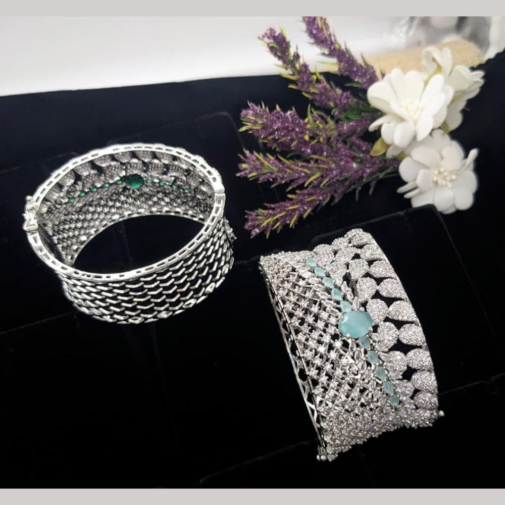 Kavita Art Silver Plated AD Openable Bracelet