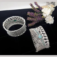 Kavita Art Silver Plated AD Openable Bracelet
