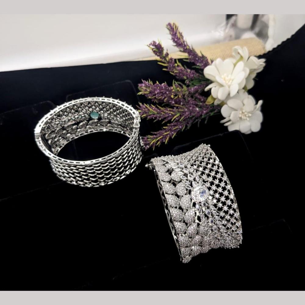 Kavita Art Silver Plated AD Openable Bracelet