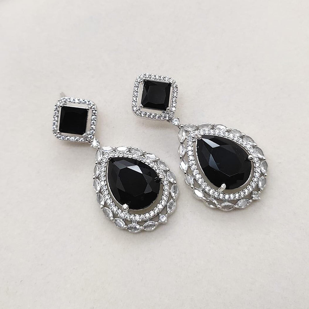 Kavita Art Silver Plated Crystal Stone Dangler Earrings