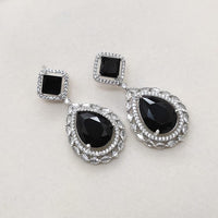 Kavita Art Silver Plated Crystal Stone Dangler Earrings
