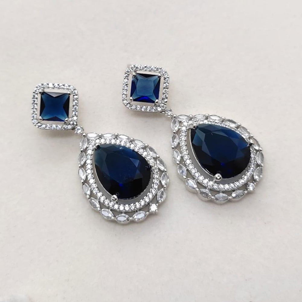 Kavita Art Silver Plated Crystal Stone Dangler Earrings