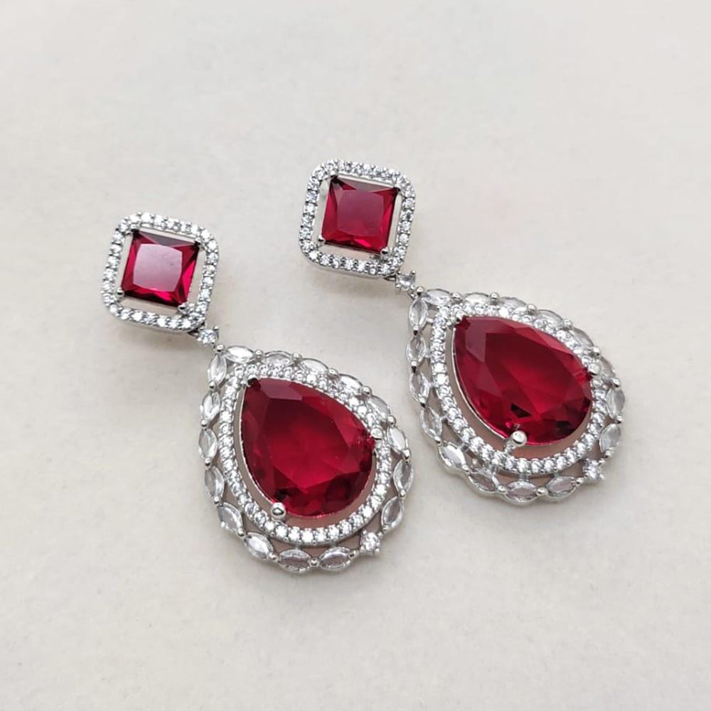 Kavita Art Silver Plated Crystal Stone Dangler Earrings