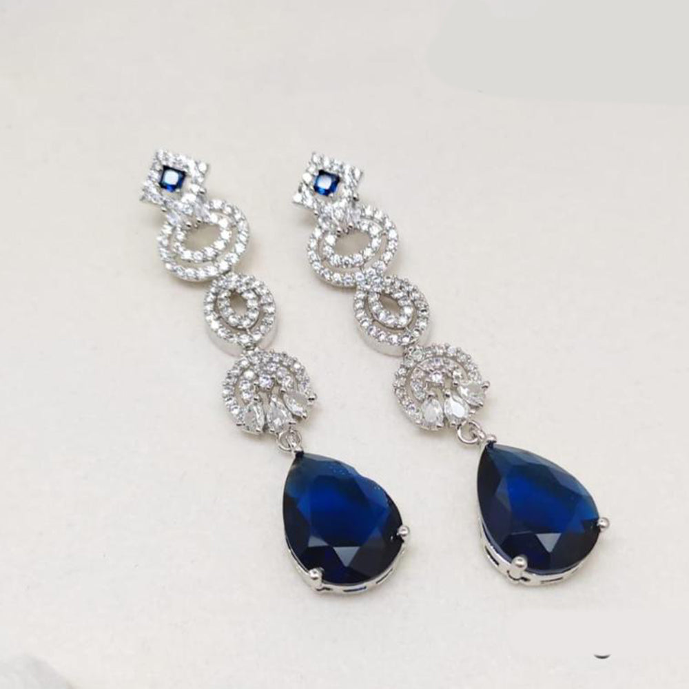 Kavita Art Silver Plated Crystal Stone Dangler Earrings