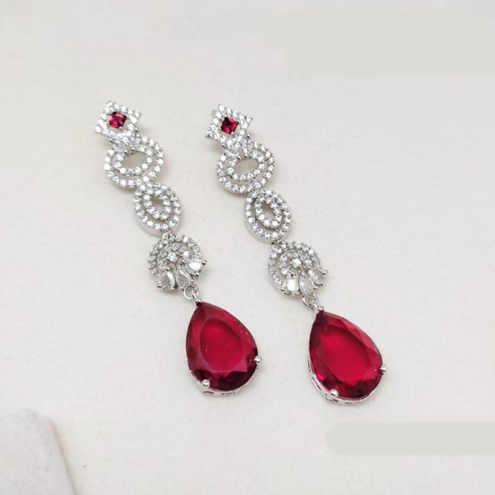 Kavita Art Silver Plated Crystal Stone Dangler Earrings