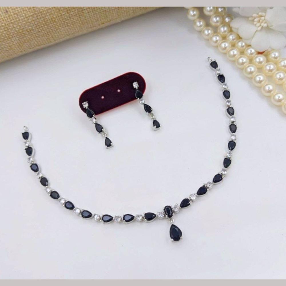 Kavita Art Silver Plated  Adorned with Sparkling American Diamonds Necklace Set