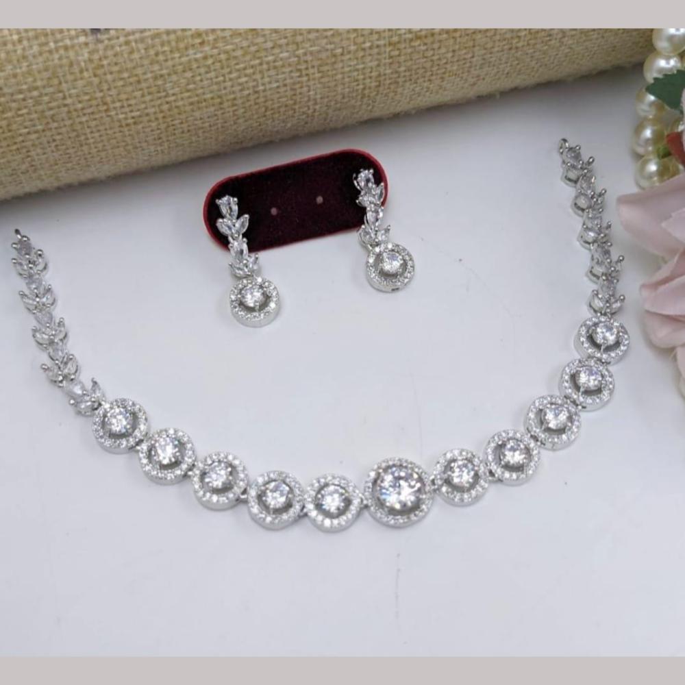 Kavita Art Silver Plated  Adorned with Sparkling American Diamonds Necklace Set