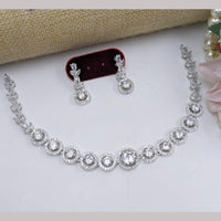 Kavita Art Silver Plated  Adorned with Sparkling American Diamonds Necklace Set