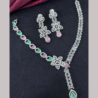 Kavita Art Silver Plated  Adorned with Sparkling American Diamonds Necklace Set