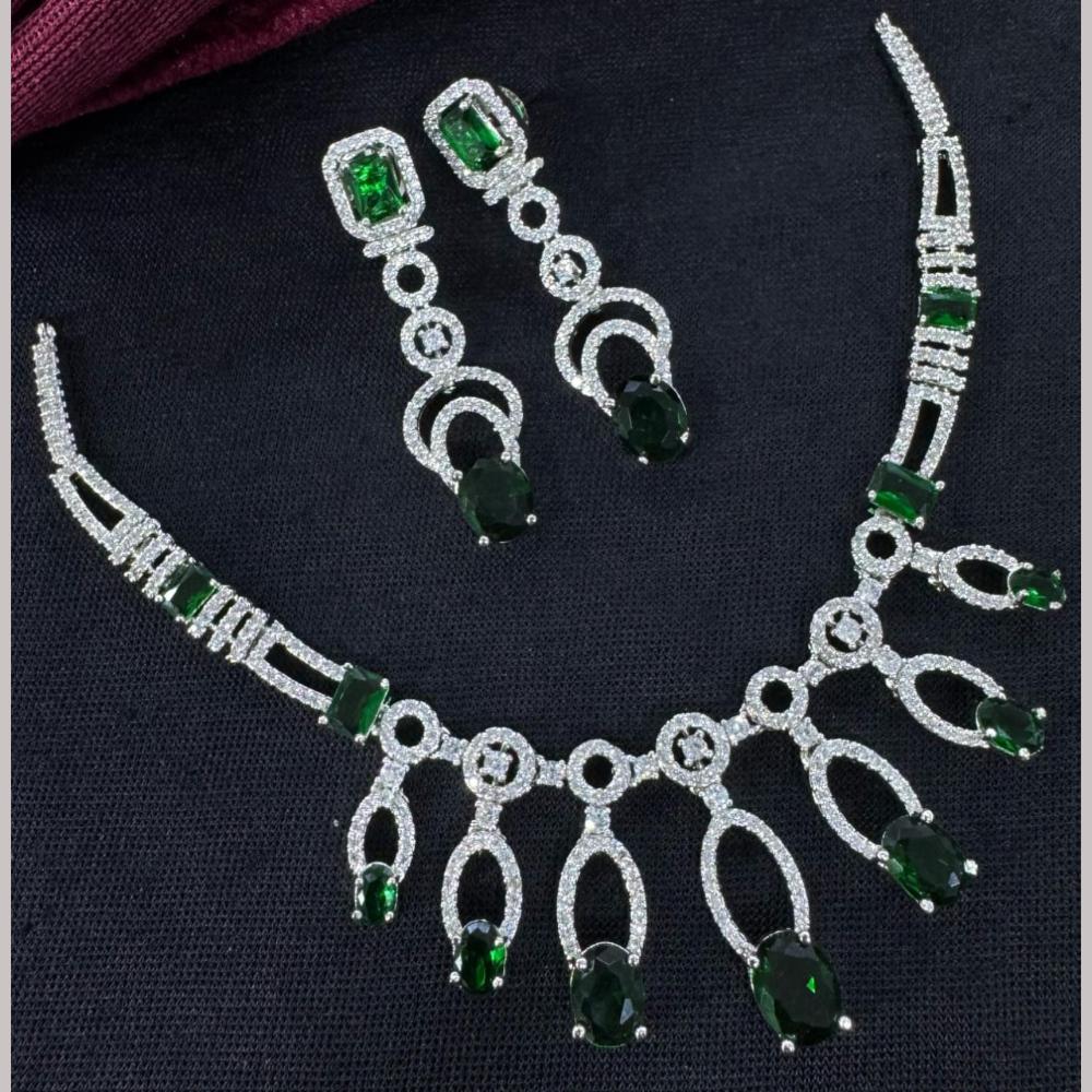 Kavita Art Silver Plated  Adorned with Sparkling American Diamonds Necklace Set