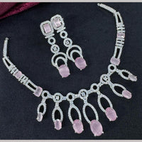 Kavita Art Silver Plated  Adorned with Sparkling American Diamonds Necklace Set