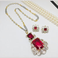 Kavita Art 2 Tone Plated American Diamond Pendant Set