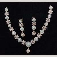 Kavita Art American Diamond And Pearl Necklace Set