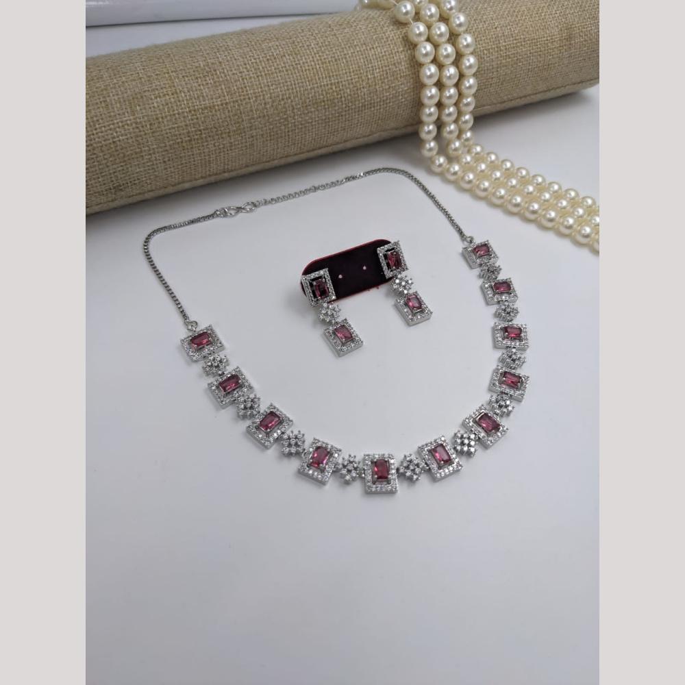 Kavita Art Silver Plated American Diamond Necklace Set