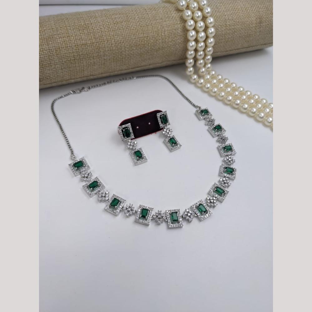 Kavita Art Silver Plated American Diamond Necklace Set