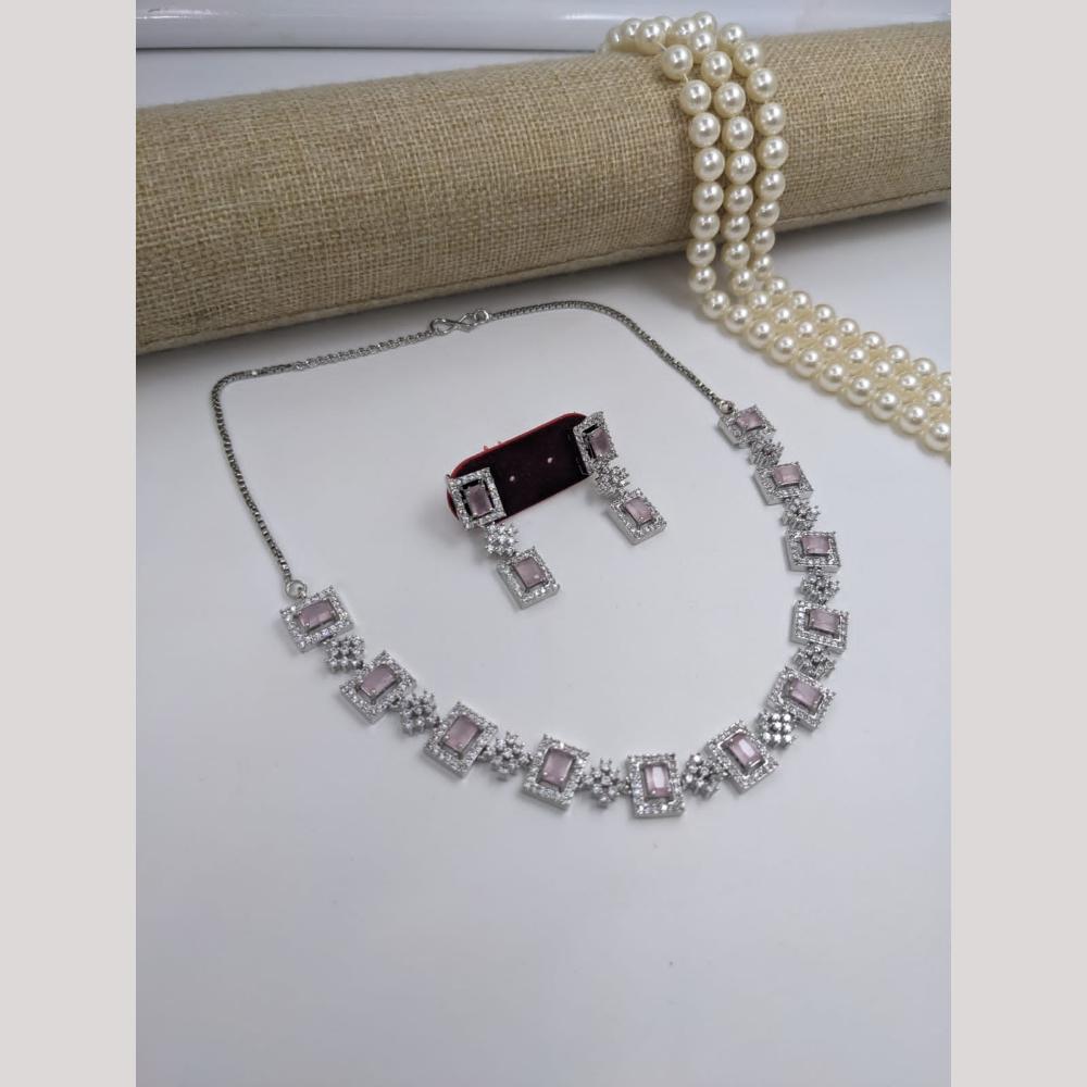 Kavita Art Silver Plated American Diamond Necklace Set