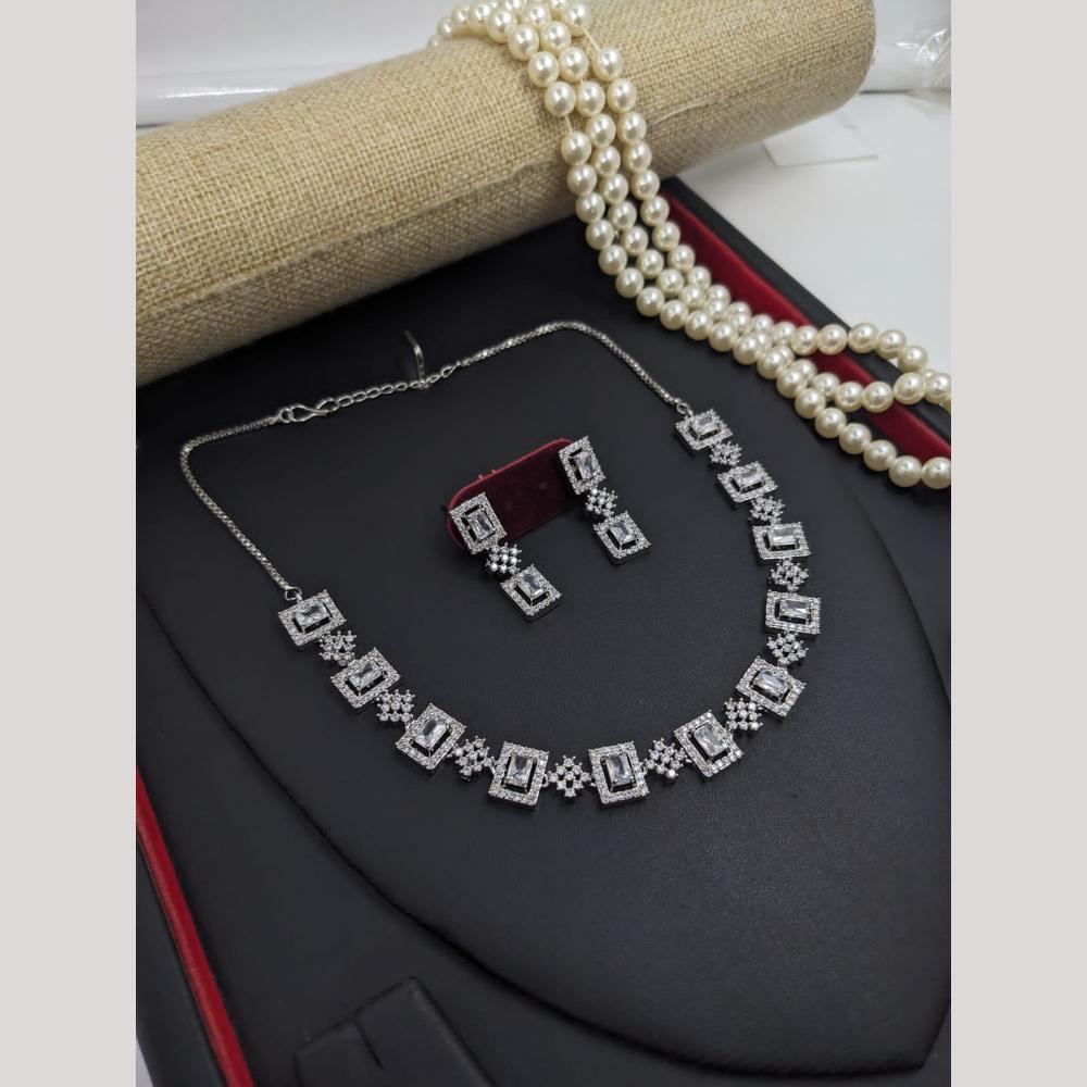 Kavita Art Silver Plated American Diamond Necklace Set